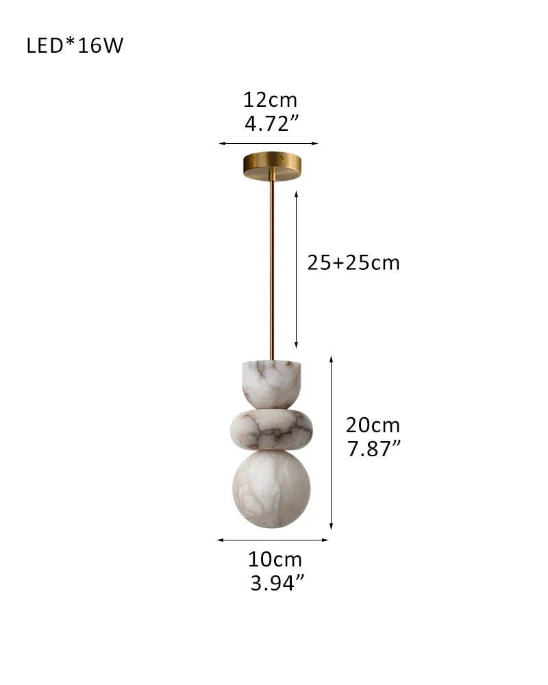 Modern Handcrafted Spanish Stone Warm White Alabaster Pendant Chain Lighting D10*H20CM D4"*H7.9" Brass Modern Pendant lamp