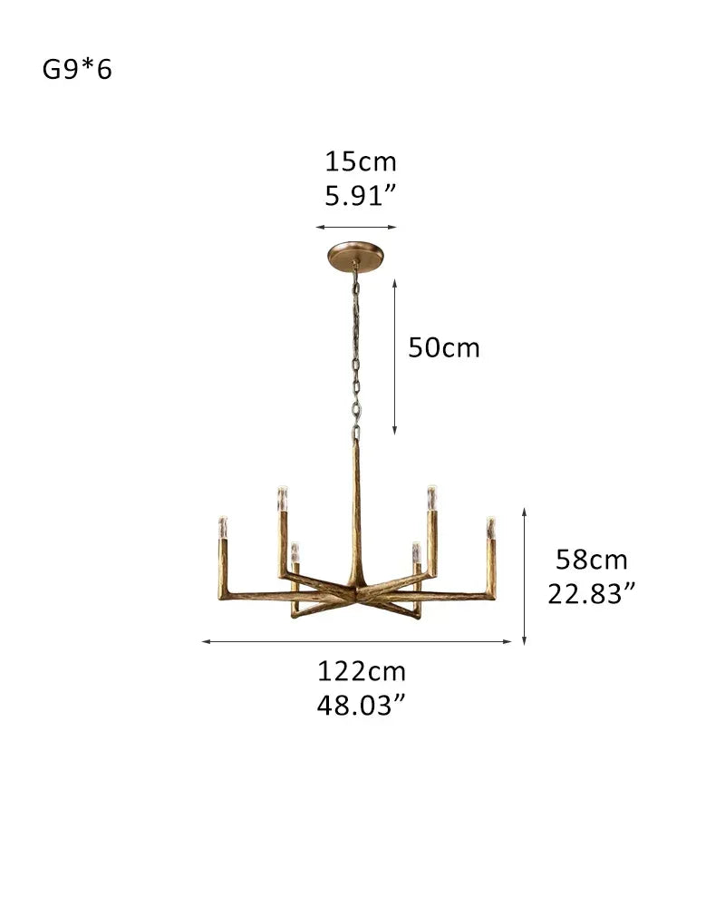 Thod Hand-Forged Iron Linear Chandeliers Black Wide 54" 72" 95" for Dining table 6-light-L122*H58CM L48.03“*H22.83" Brass American Vintage chandelier lamp