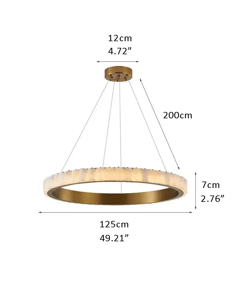 Dia 65+85CM Double LED Ring Marble Chandeliers | Black/Gold Ceiling Steel D125*H7CM D49.21*H2.76" American chandelier
