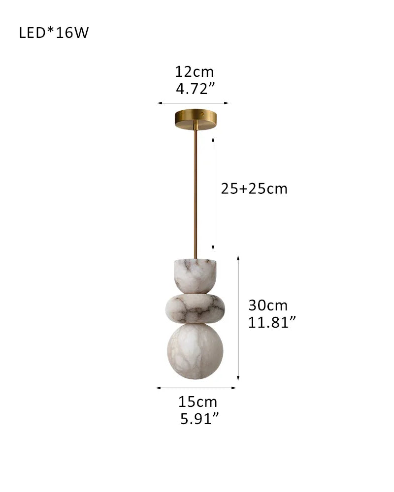 Modern Handcrafted Spanish Stone Warm White Alabaster Pendant Chain Lighting D15*H30CM D5.9"*H11.8" Brass Modern Pendant lamp