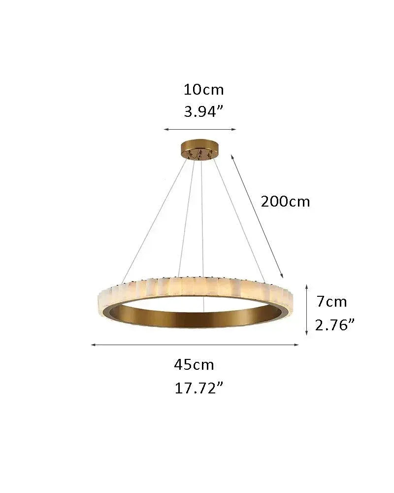 Dia 65+85CM Double LED Ring Marble Chandeliers | Black/Gold Ceiling Steel D45*H7CM D17.72*H2.76" White + Gold American chandelier