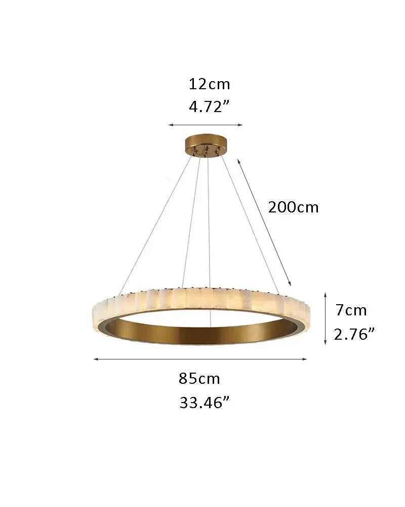 Dia 65+85CM Double LED Ring Marble Chandeliers | Black/Gold Ceiling Steel D85*H7CM D33.46*H2.76" White + Gold American chandelier
