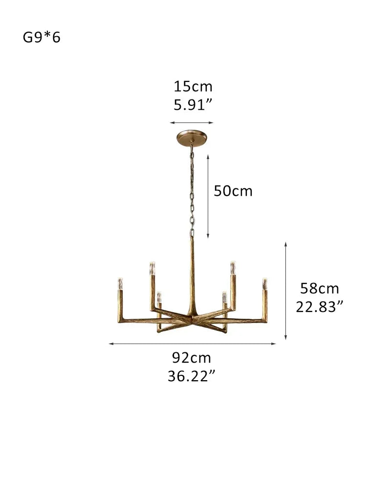 Thod Hand-Forged Iron Linear Chandeliers Black Wide 54" 72" 95" for Dining table 6-light-L92*H58CM L36.22"*H22.83" Brass American Vintage chandelier lamp