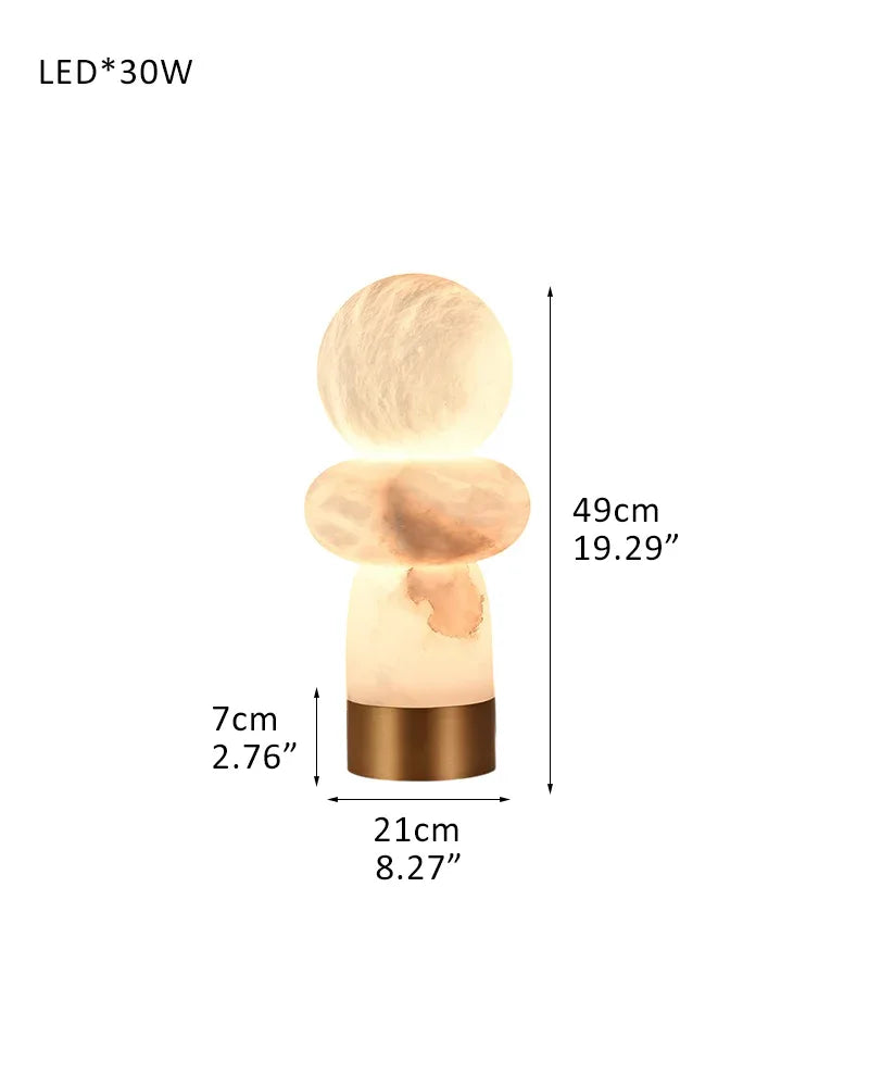 Antique White Alabaster Table Lamp Wide 8" in Brass & Bronze Base Finish L21*W21*H49CM L8"*W8"*H19.3" Brass Vintage Simple Table Lamp