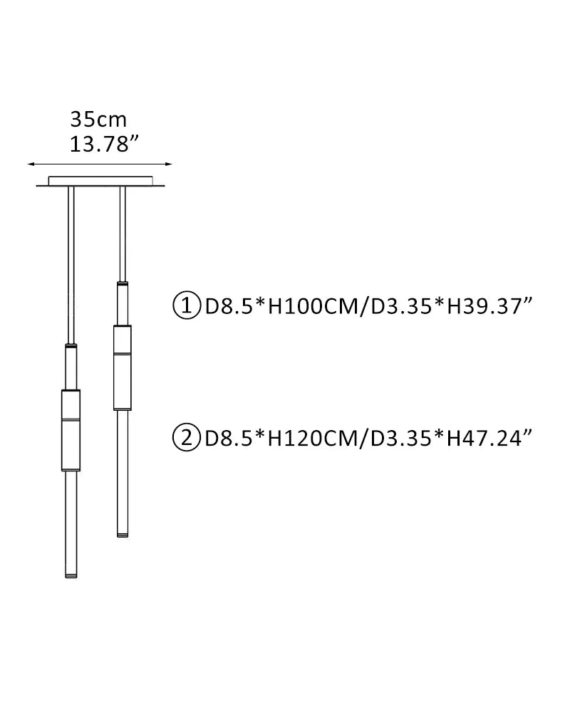 Linear Pipe Alabaster & Acrylic Pendant Light for dining room | vertically & horizontally Vertically-H100CM+H120CM Modern Pendant lamp