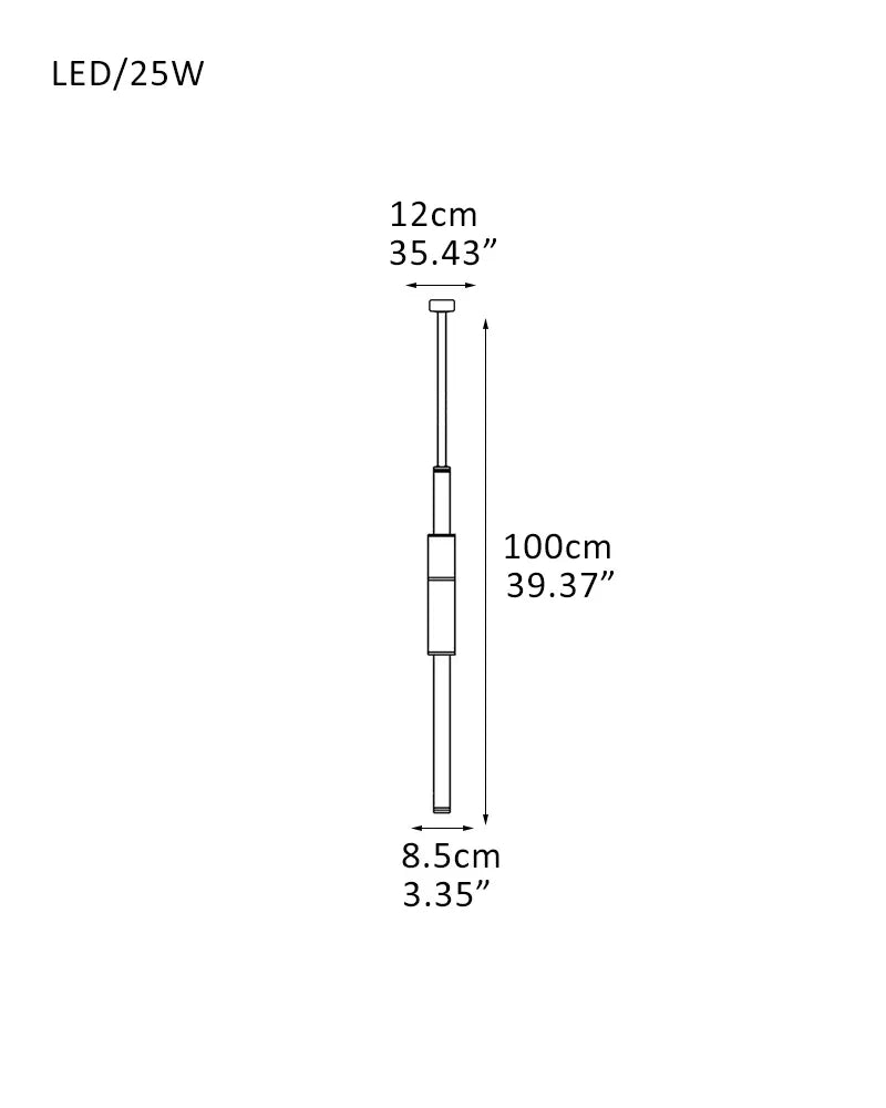 Linear Pipe Alabaster & Acrylic Pendant Light for dining room | vertically & horizontally Vertically-D8.5*H100CM D3.35"*H39.37" Modern Pendant lamp