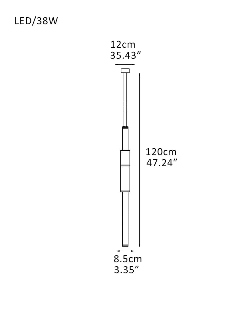 Linear Pipe Alabaster & Acrylic Pendant Light for dining room | vertically & horizontally Vertically-D8.5*H120CM D3.35"*H47.24" Modern Pendant lamp