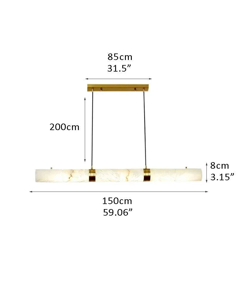 Tubular Bells Alabaster Cylinders Brass LED Pendant Lamp | horizonal & vertical Vintage Simple Hanging Lamp