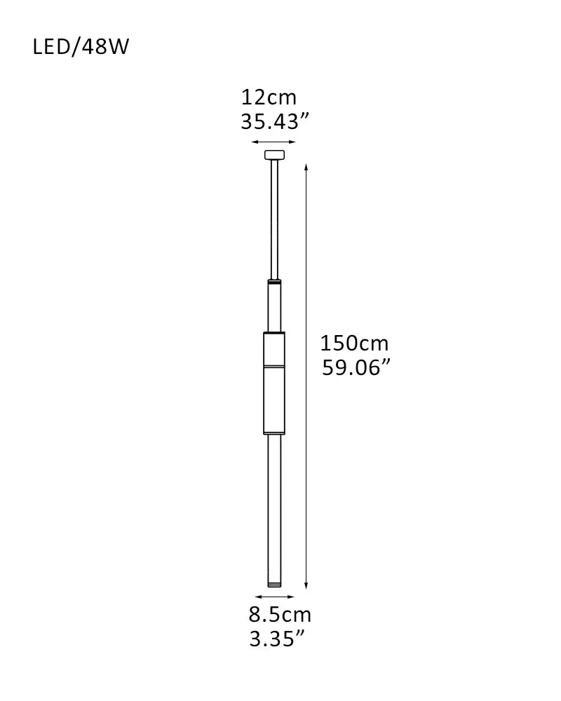 Linear Pipe Alabaster & Acrylic Pendant Light for dining room | vertically & horizontally Vertically-D8.5*H150CM D3.35"*H59.06" Modern Pendant lamp