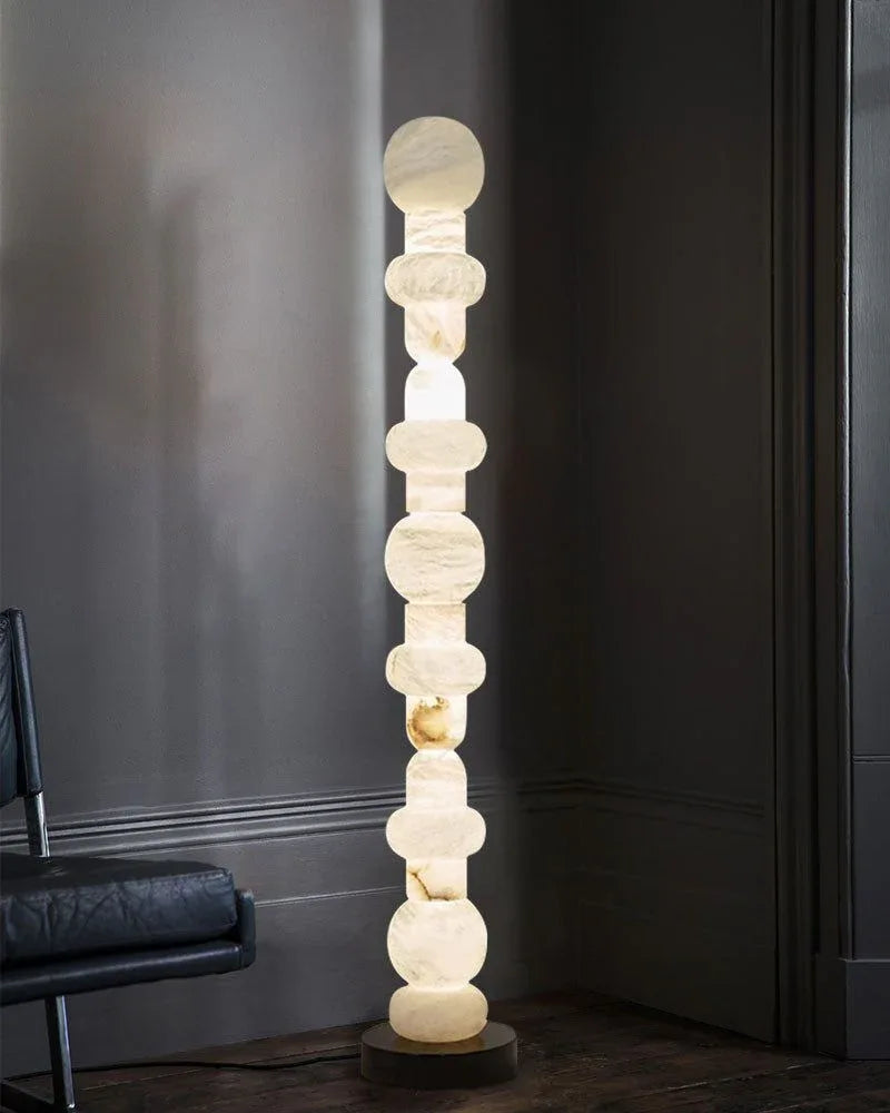 Modern White Alabaster High Standing Floor Lamp with geometric modeling design H160cm 40W Vintage Floor Lamp