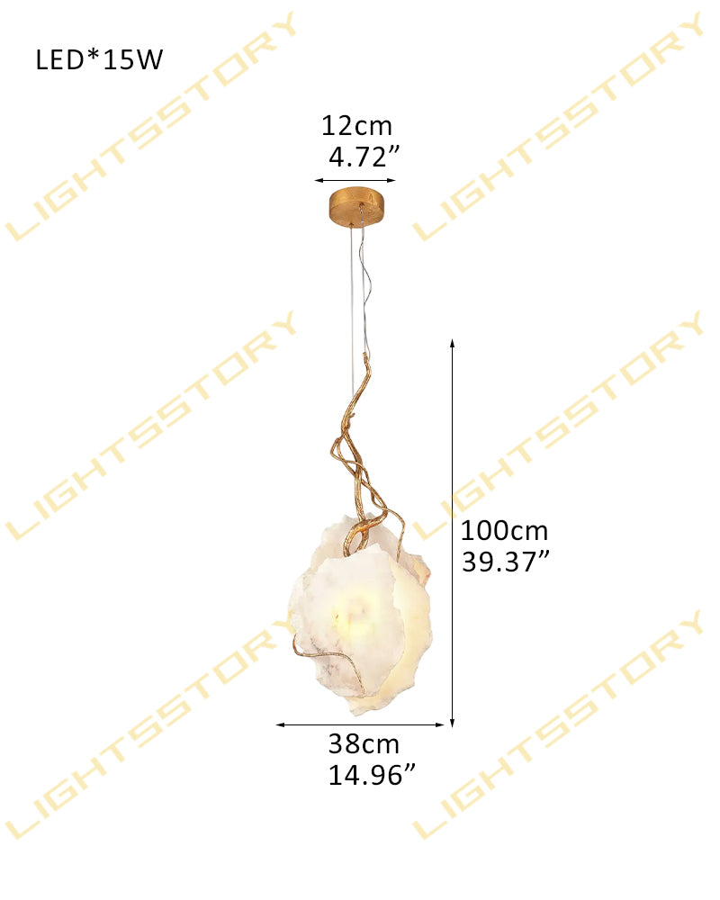 LightsStory Alabaster Sculpted Stone Pendant Light - Modern Art Design