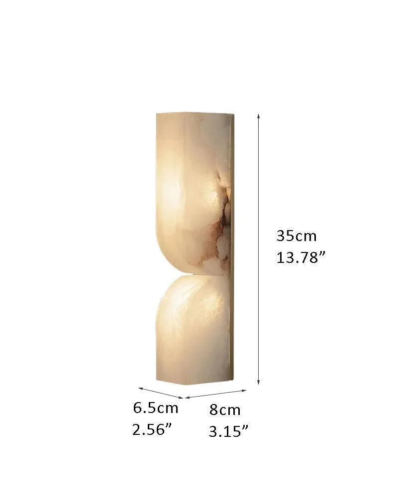 2-light White Alabaster Essence Rectangular Wall Sconce Wide 30/60cm L35*W6.5*H8cm D13.78*W2.56*3.15" White + Brass Flush Mounted Wall Sonce Lamp