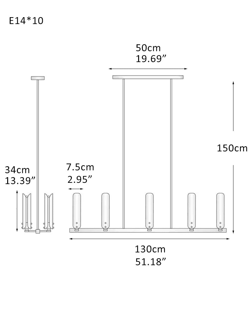 Modern Design Platiere Linear Chandelier Collection with Opal White Glass | Antique Brass/Black Finish 10-light-L85*W85*H150CM L33.5"*W33.5"*H59" American chandelier