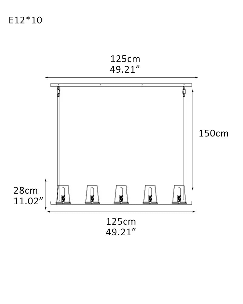 12-light Pauillac Brass/Black Linear Clear Glass Chandelier 49" 60" for dining room Linear-10-light-D125*H28CM D49.21"*H11.02" American chandelier