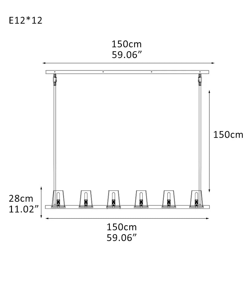 12-light Pauillac Brass/Black Linear Clear Glass Chandelier 49" 60" for dining room Linear-12-light-D150*H28CM D59.06"*H11.02" American chandelier