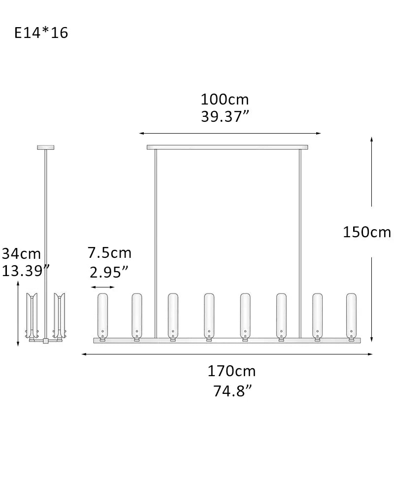 Modern Design Platiere Linear Chandelier Collection with Opal White Glass | Antique Brass/Black Finish 16-light-L150*W150*H150CM L59"*W59"*H59" American chandelier