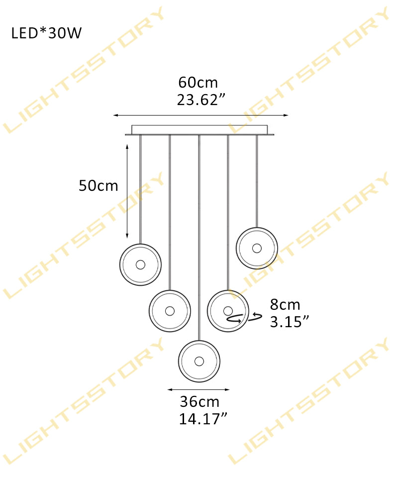 Lausanne Series Geometric Chandelier | Rotatable Alabaster Hand-selected natural alabaster diffusers with sleek metal rods, Sleek metal finish for Kitchen islands, entryways, and dining rooms 5 light-D36*H8CM D14.17"*H3.15"-L Modern Pendant lamp