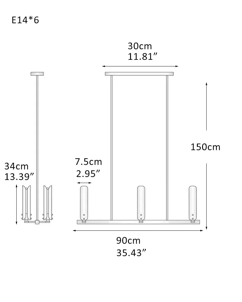 Modern Design Platiere Linear Chandelier Collection with Opal White Glass | Antique Brass/Black Finish 6-light-L65*W65*H150CM L59"*W59"*H59" American chandelier