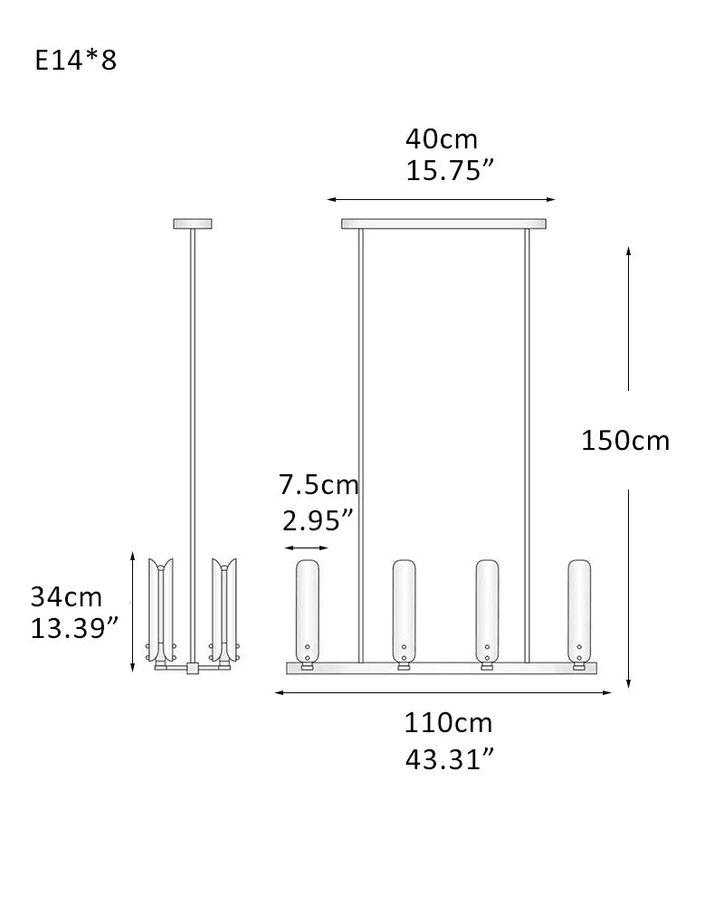 Modern Design Platiere Linear Chandelier Collection with Opal White Glass | Antique Brass/Black Finish 8-light-L65*W65*H150CM L59"*W59"*H59" American chandelier