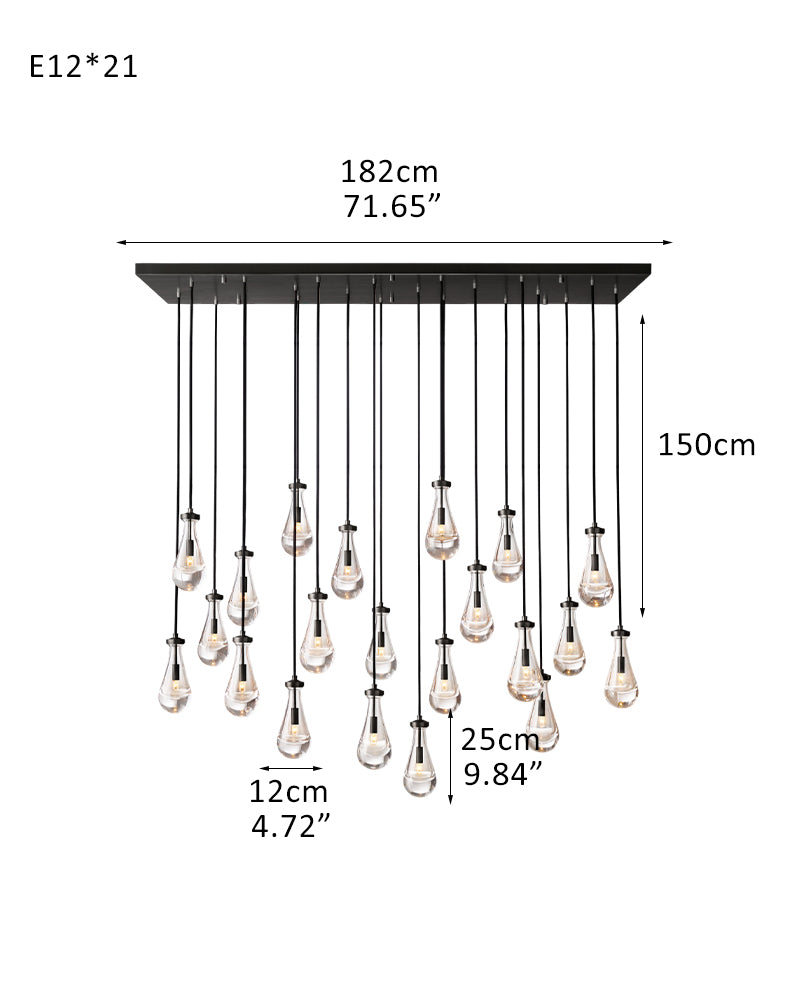 Aveline Teardrop Cluster Chandelier - Precision-Cut K9 Crystal - Luxury Home Interior Lighting