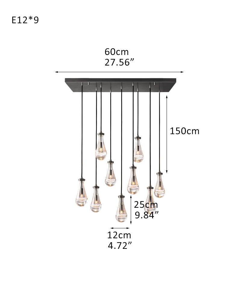 Aveline Teardrop Cluster Chandelier - Precision-Cut K9 Crystal - Luxury Home Interior Lighting