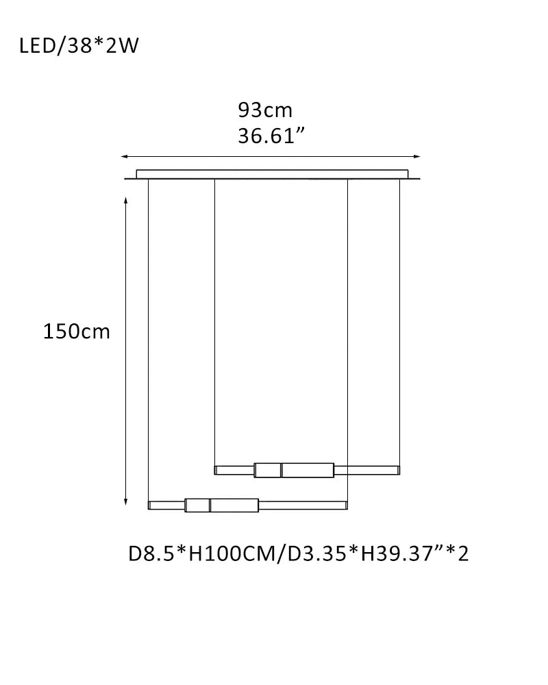 Empty State Light Pipe Suspension Light - Silver Anodised, Green & Black Horizontally-D8.5*H100CM D3.35"*H39.37"-2 Modern Pendant lamp