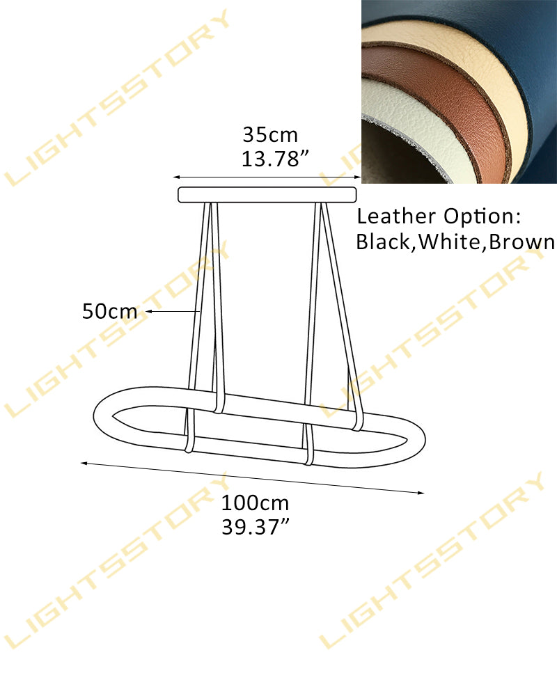 Alabaster Oval Pill Leather Strap Pendant Light - Natural Spanish Alabaster Halo, Organic Leather Trim - Kitchens, Dining & Living Rooms