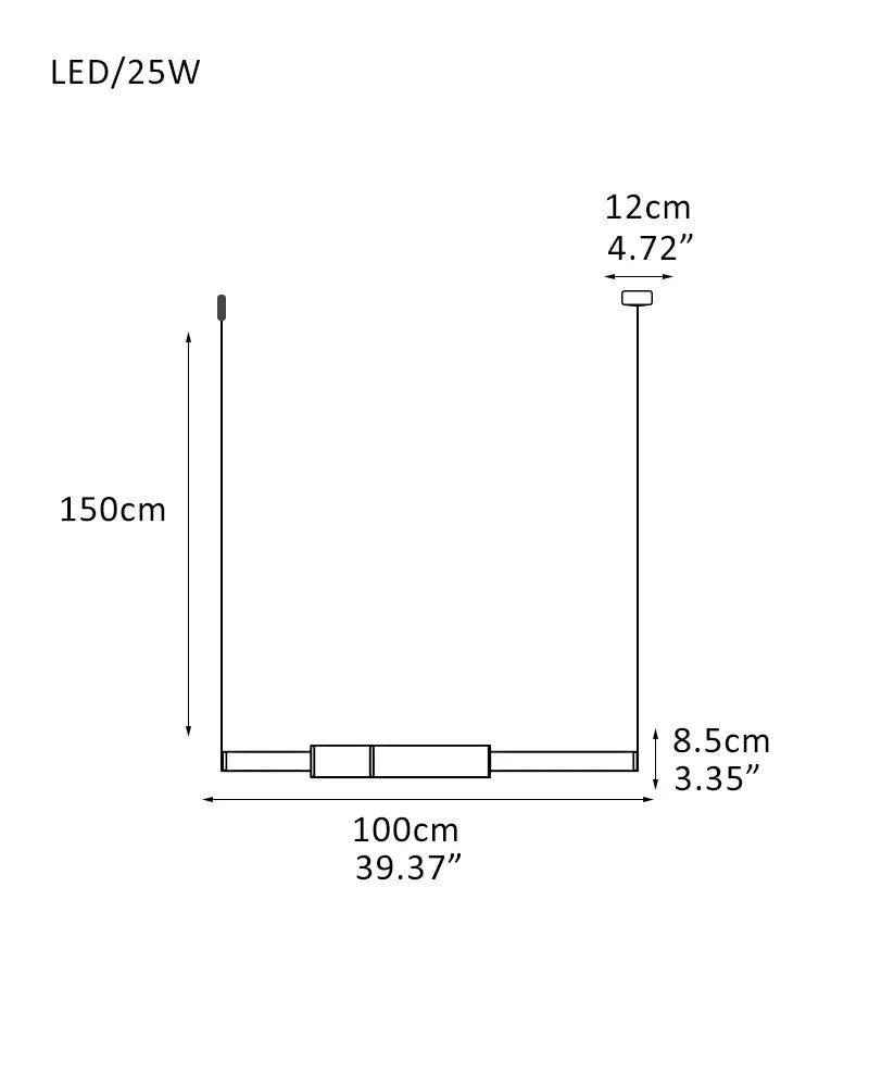 Empty State Light Pipe Suspension Light - Silver Anodised, Green & Black Horizontally-D8.5*H100CM D3.35"*H39.37" Modern Pendant lamp