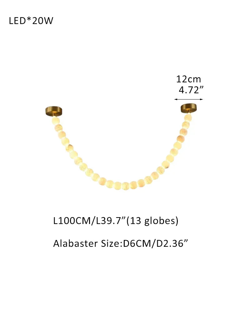 High Lighting Foyer Luxury Custom Ceiling Peal Chandelier with cluster alabaster globes for 3 chains 14 globes-L100CM L40" Brass + White Modern Pendant lamp
