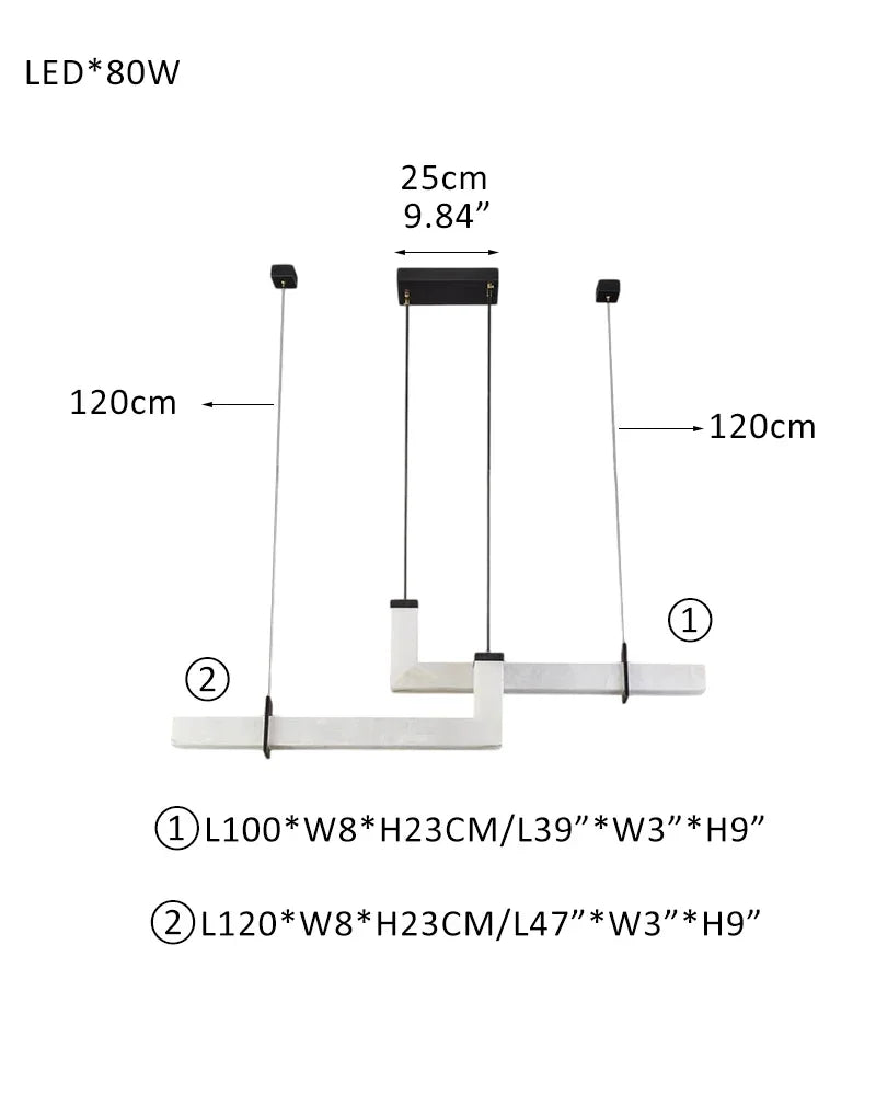 Up & Down Lighting Linear Brown Leather Alabaster Linear Pendant Lights Long 39“ 47” L1100+L120CM L39"+L47" White + Black American chandelier