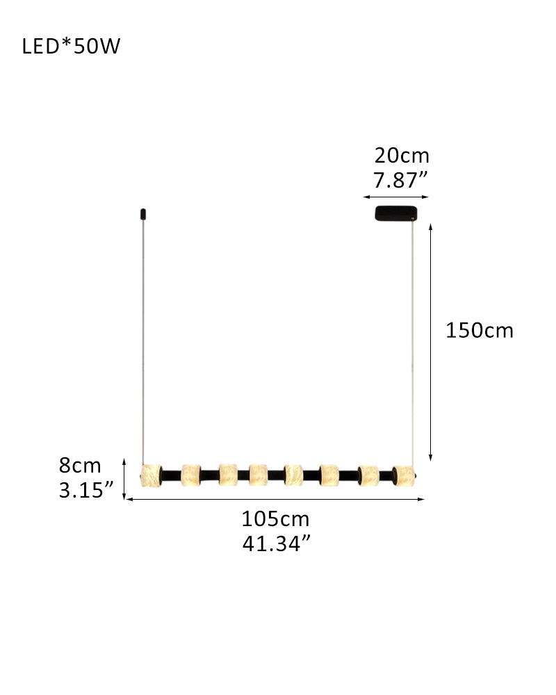 Modern Roller Alabaster Ring LED 120cm Black Strip Linear Pendant Light Wide 41" for dining room