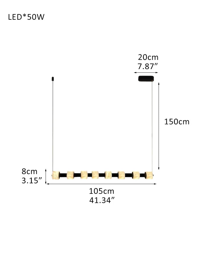 Modern Roller Alabaster Ring LED 120cm Black Strip Linear Pendant Light Wide 41" for dining room 8 light - L105*H8CM L41.35"*H3" White + Black Modern Pendant lamp