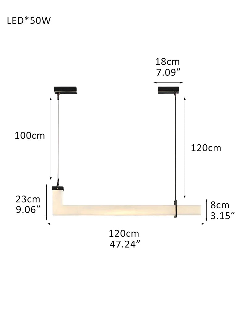 Up & Down Lighting Linear Brown Leather Alabaster Linear Pendant Lights Long 39“ 47” L120*W8*H23CM L47"*W3*H9" White + Black American chandelier