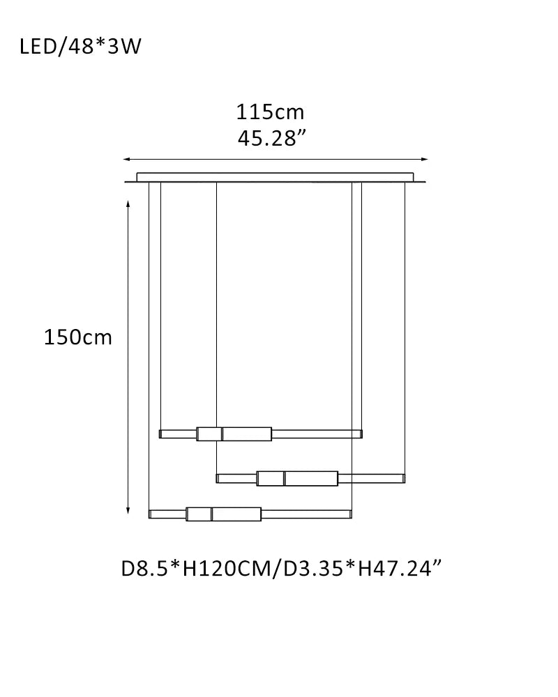 Empty State Light Pipe Suspension Light - Silver Anodised, Green & Black Horizontally-D8.5*H100CM D3.35"*H39.37"-3 Modern Pendant lamp
