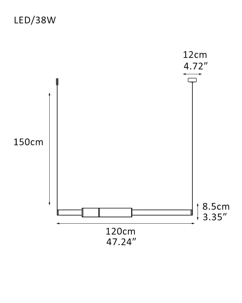 Empty State Light Pipe Suspension Light - Silver Anodised, Green & Black Horizontally-D8.5*H120CM D3.35"*H47.24" Modern Pendant lamp