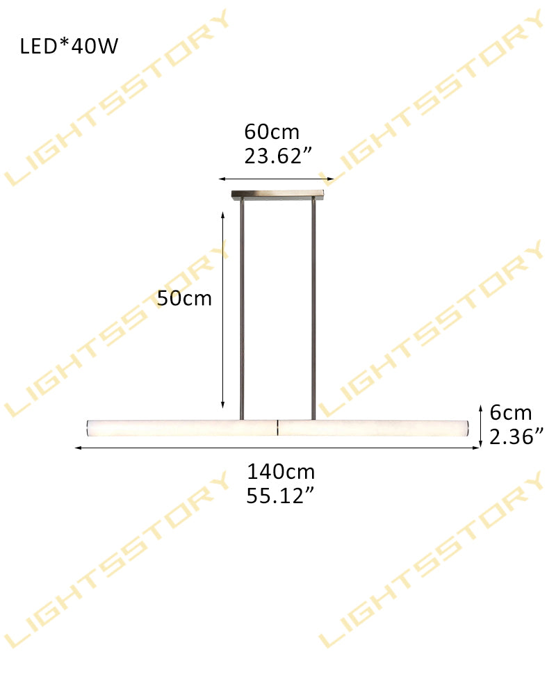 Callisto Horizontal Lighting LED Minimalist Linear Strip Alabaster Pendant Lamp for Dining Table