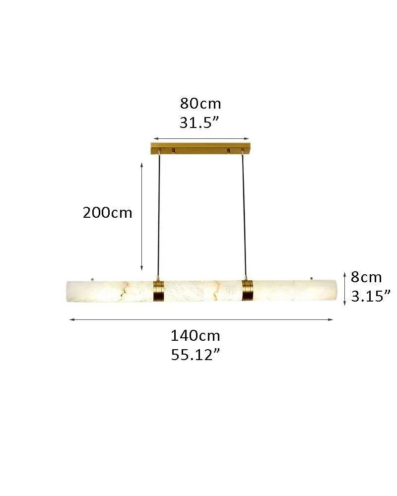 Minimalist Linear Cylinder Alabaster Ceiling Pendant Lamp & Wall Scoces Collections L140*H8CM L55.12"*H3.15" White + Brass Vintage Simple Hanging Lamp
