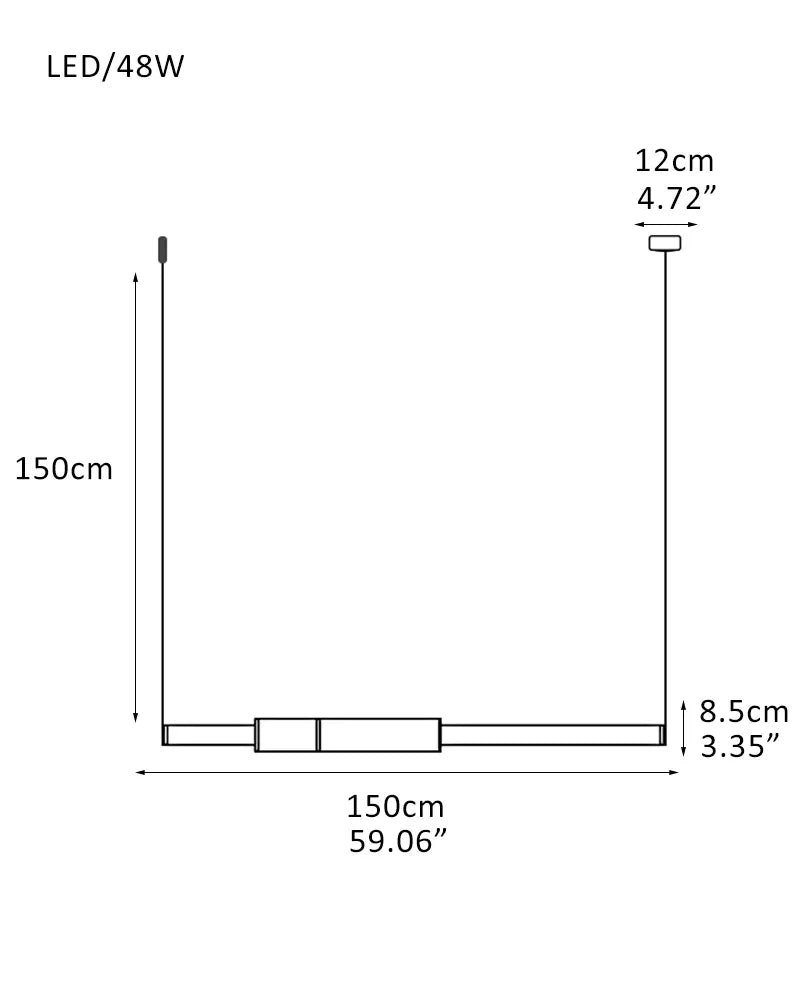 Empty State Light Pipe Suspension Light - Silver Anodised, Green & Black Horizontally-D8.5*H150CM D3.35"*H59.06" Modern Pendant lamp