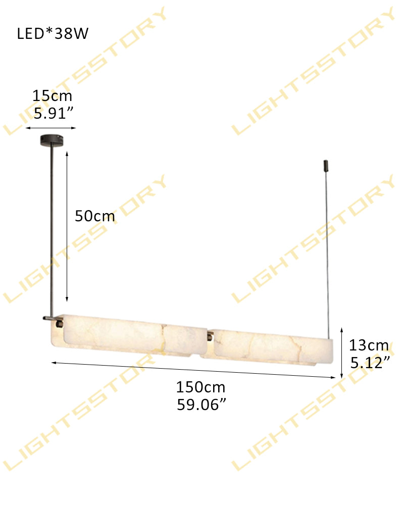 Modern Linear Black Metal Elegant Alabaster Pendant for Living room Lighting L150*H13CM L59"*H5"-Double Black Modern Pendant lamp