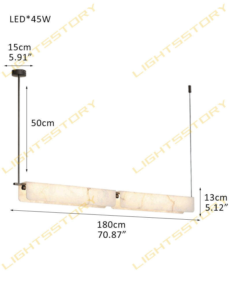 Modern Linear Black Metal Elegant Alabaster Pendant for Living room Lighting L180*H13CM L71"*H5"-Double Black Modern Pendant lamp