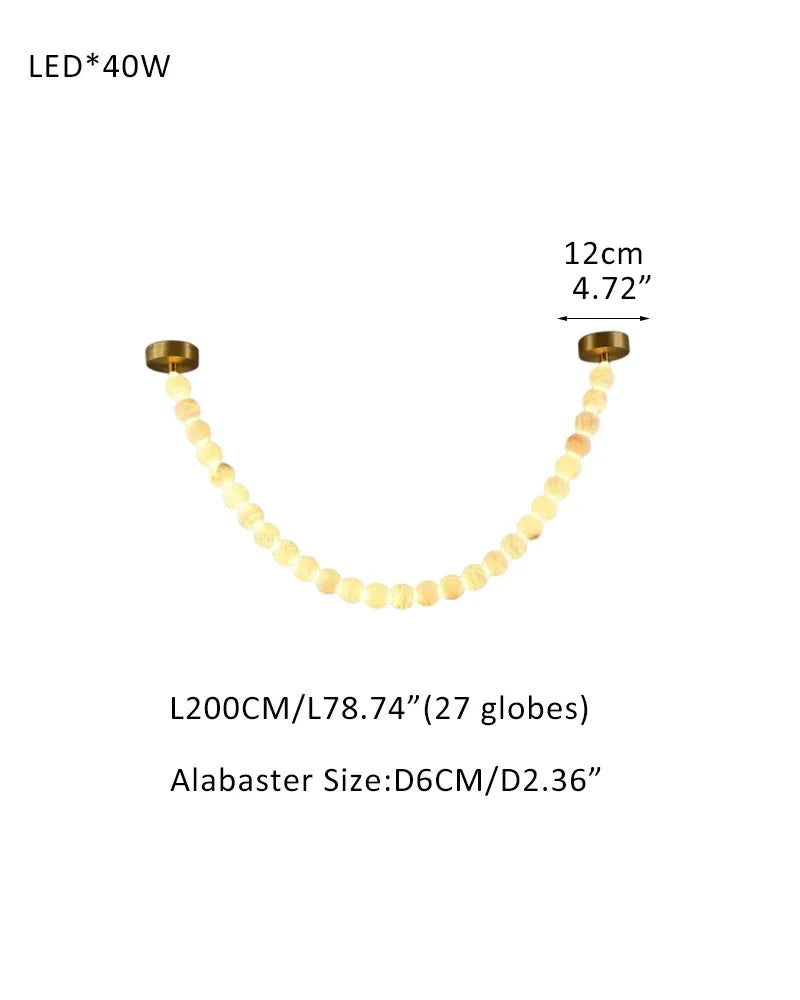 High Lighting Foyer Luxury Custom Ceiling Peal Chandelier with cluster alabaster globes for 3 chains 24 globes-L200CM L80" Brass + White Modern Pendant lamp