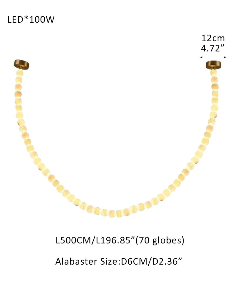 High Lighting Foyer Luxury Custom Ceiling Peal Chandelier with cluster alabaster globes for 3 chains 70 globes-L500CM L197" Brass + White Modern Pendant lamp