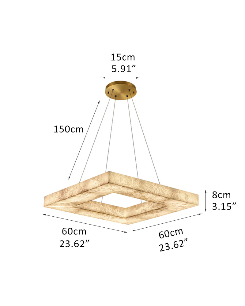 brushed gold pendant light |square alabaster shade