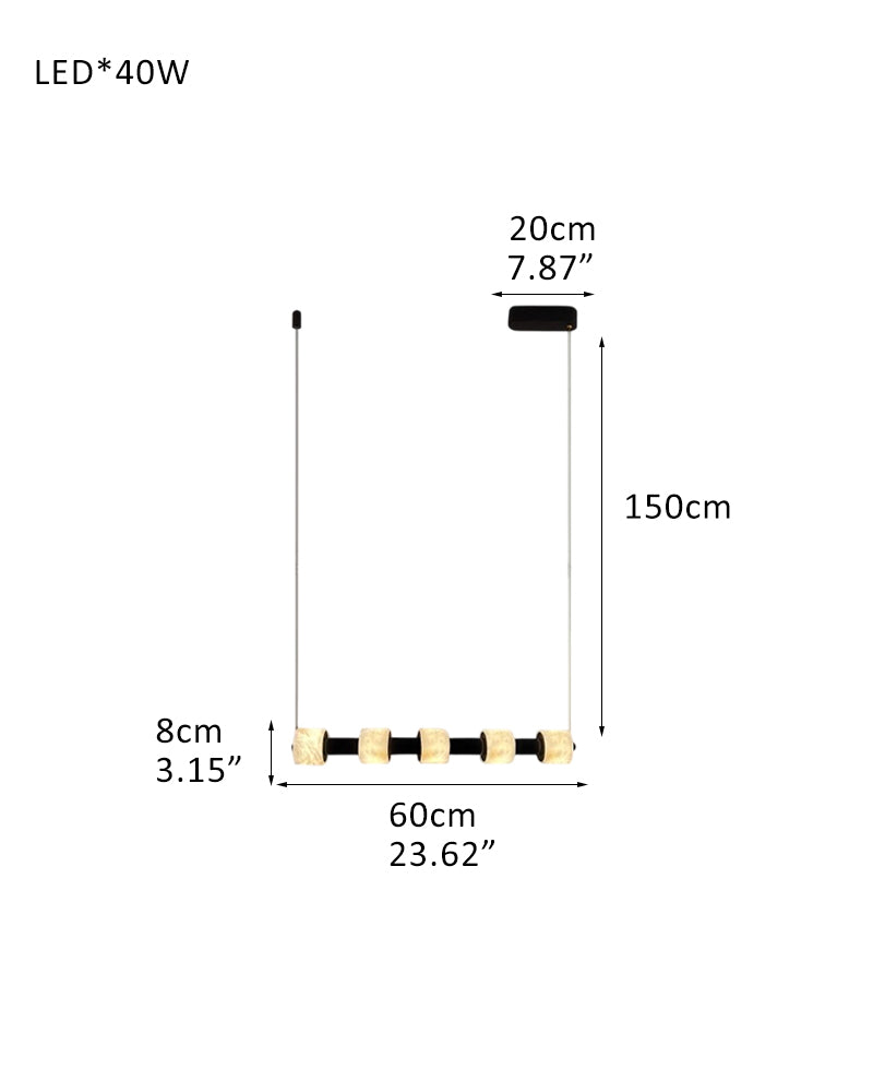Modern Roller Alabaster Ring LED 120cm Black Strip Linear Pendant Light Wide 41" for dining room