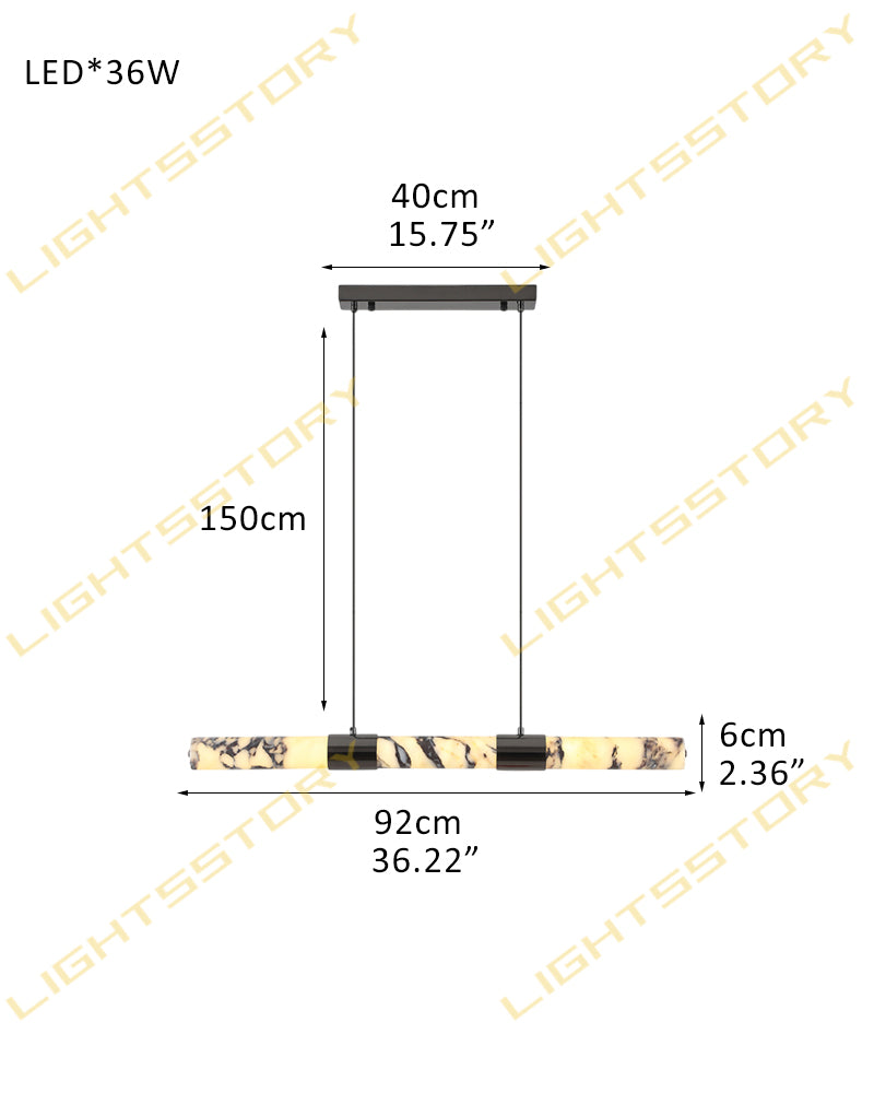 Modern Luxury LED Marble Linear Suspension Light Wide 36" 48" 60" for Kitchen Island L92*H6CM L36.33"*H2.36" Black + White Luxury Modern Chandelier