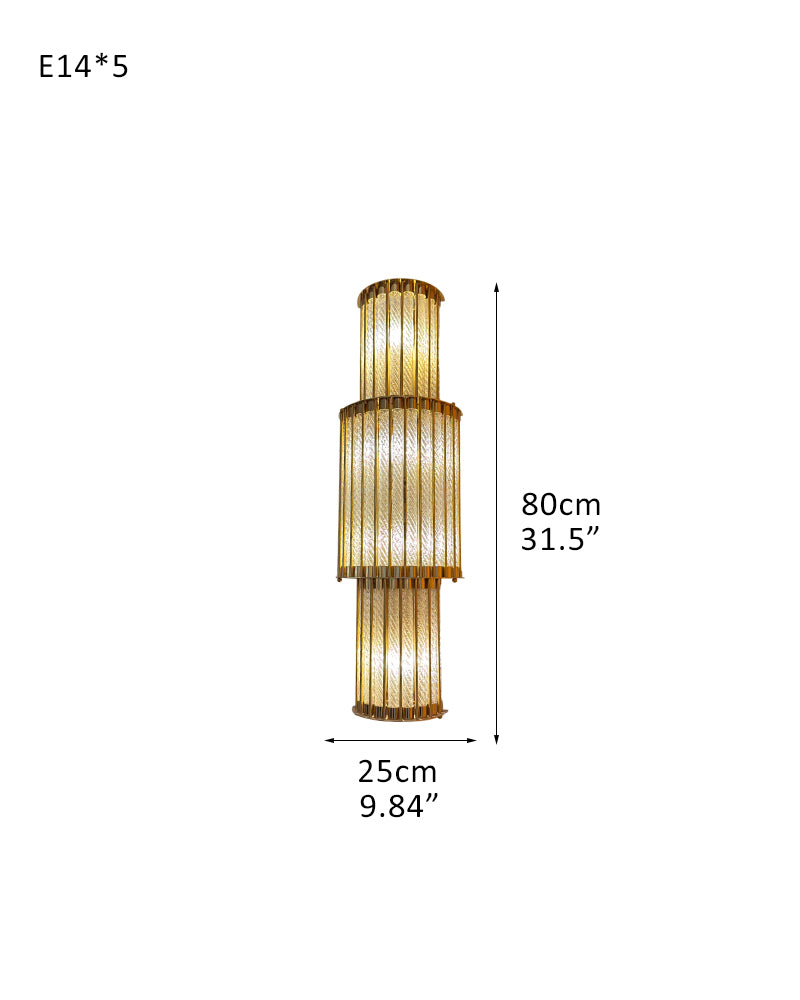 Modern Copper & Glass Linear Dimming Wall Sconce 16in/24in of height