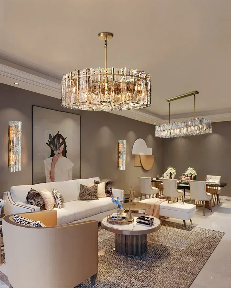 Amercian Coastal Double Crystal Matrix Wall Sconce Fixture with clear/smoke grey glass American Vintage chandelier lamp