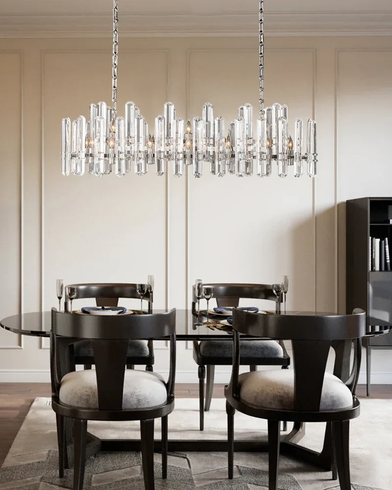 2-tier crystal glass chandelier with chrome metal frame, E14 8/10 Lights American chandelier