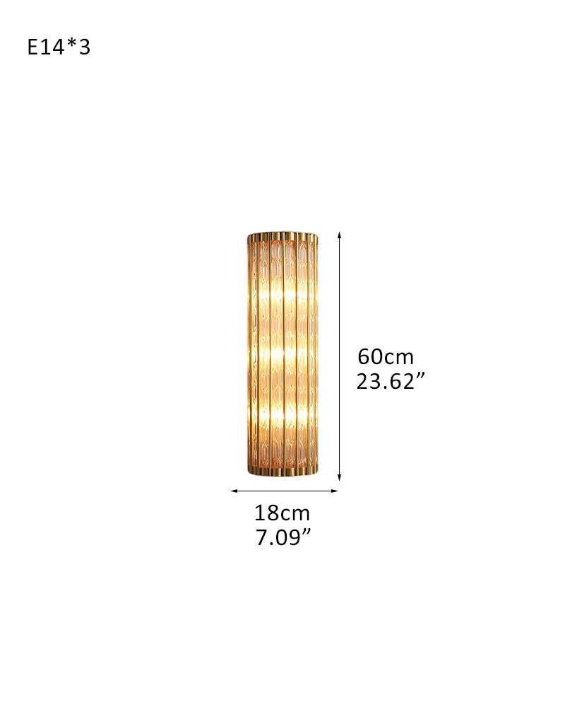 Modern Copper & Glass Linear Dimming Wall Sconce 16in/24in of height