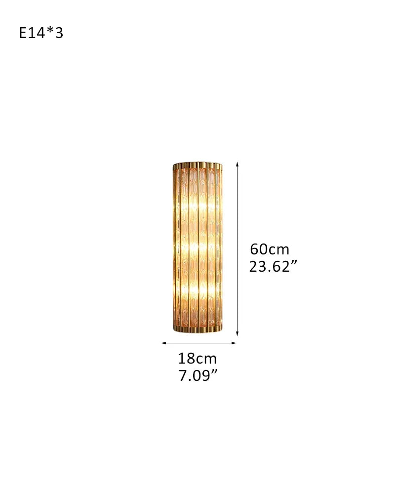 Modern Copper & Glass Linear Dimming Wall Sconce 16in/24in of height D18*H60CM D7"*H24" Gold Brass Aged Wall Sconces